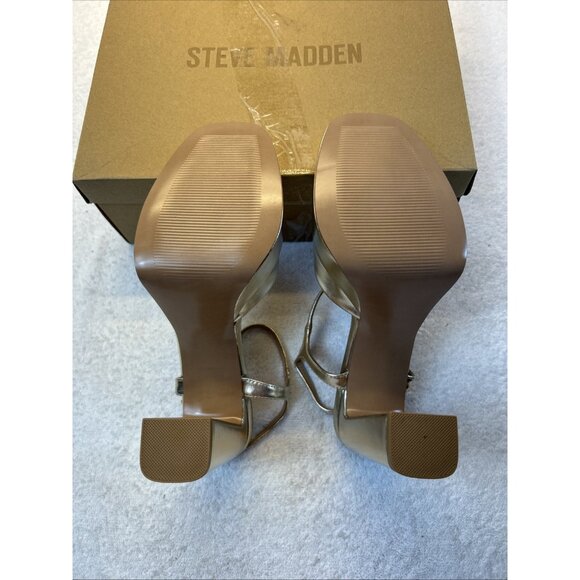 Steve Madden Liandra Platform Block Heel Champagne/Gold Retro 70's New SZ 7,5 - Picture 4 of 8